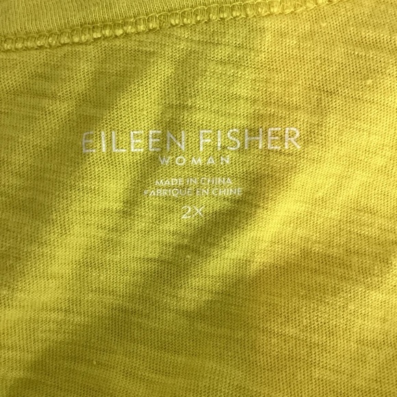 Eileen Fisher Organic Cotton V-Neck Short Sleeve Top Yellow 2X - Picture 6 of 7
